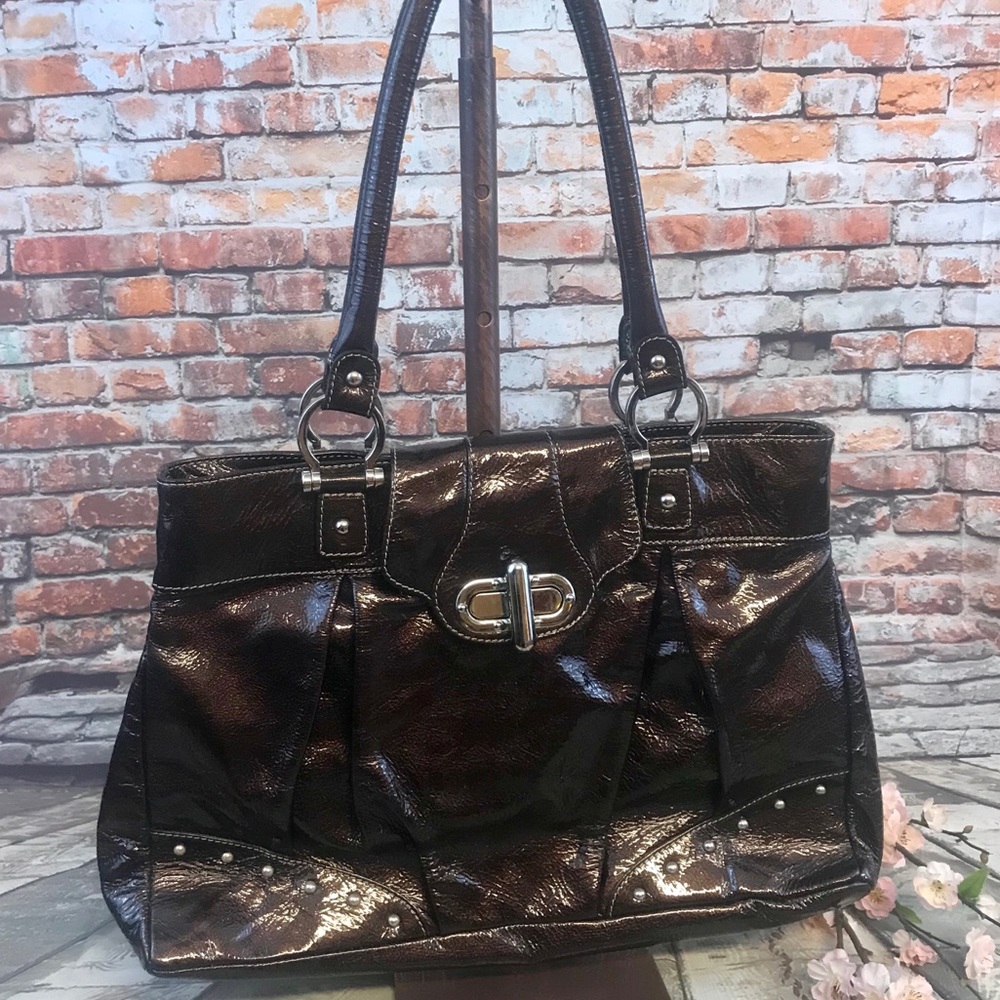 Nuovedive Italian Bronzed Leather Large Tote Purse
